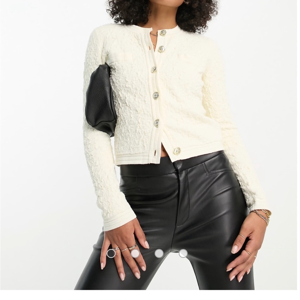 River Island textured boucle cardigan in cream